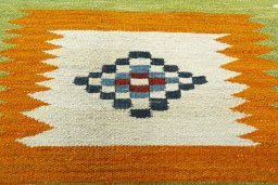 Backside of handmade New Kilim Sofre rug showing knot structure and weave density