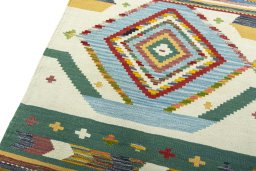 Surface texture of New Kilim Sofre rug with natural Wool and intricate pattern