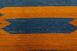 Backside of handmade New Kilim Sofre rug showing knot structure and weave density