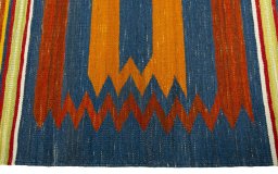 Close-up detail of New Kilim Sofre rug from Turkey showing Wool weave
