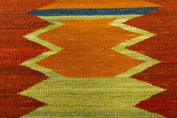 Backside of handmade New Kilim Sofre rug showing knot structure and weave density