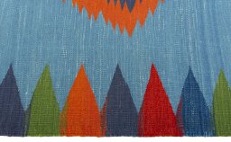 Close-up detail of New Kilim Sofre rug from Turkey showing Wool weave