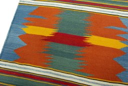 Surface texture of New Kilim Sofre rug with natural Wool and intricate pattern