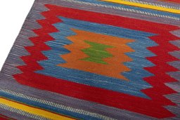 Surface texture of New Kilim Sofre rug with natural Wool and intricate pattern
