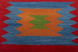 Backside of handmade New Kilim Sofre rug showing knot structure and weave density