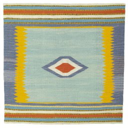 Full view of New Kilim Sofre rug from Turkey, 97 × 97 cm in Multi Color tones