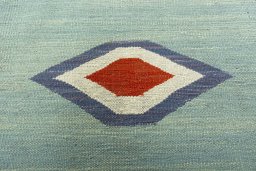 Backside of handmade New Kilim Sofre rug showing knot structure and weave density