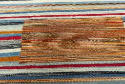 Backside of handmade New Kilim Sofre rug showing knot structure and weave density