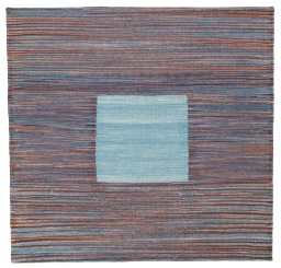 Full view of New Kilim Sofre rug from Turkey, 99 × 102 cm in Multi Color tones