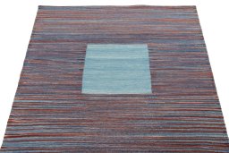 Close-up detail of New Kilim Sofre rug from Turkey showing Wool weave