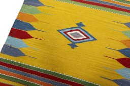 Surface texture of New Kilim Sofre rug with natural Wool and intricate pattern