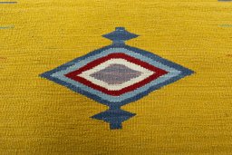 Backside of handmade New Kilim Sofre rug showing knot structure and weave density