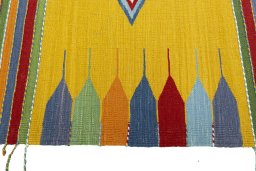 Close-up detail of New Kilim Sofre rug from Turkey showing Wool weave