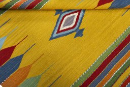Full view of New Kilim Sofre rug from Turkey, 100 × 100 cm in Multi Color tones