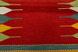 Full view of New Kilim Sofre rug from Turkey, 93 × 88 cm in Multi Color tones
