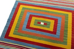 Surface texture of New Kilim Sofre rug with natural Wool and intricate pattern