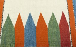 Close-up detail of New Kilim Sofre rug from Turkey showing Wool weave
