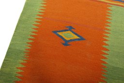 Surface texture of New Kilim Sofre rug with natural Wool and intricate pattern