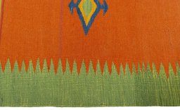 Close-up detail of New Kilim Sofre rug from Turkey showing Wool weave