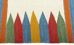 Close-up detail of New Kilim Sofre rug from Turkey showing Wool weave