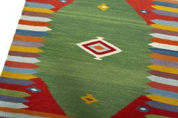 Surface texture of New Kilim Sofre rug with natural Wool and intricate pattern