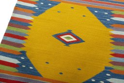 Surface texture of New Kilim Sofre rug with natural Wool and intricate pattern