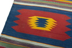 Surface texture of New Kilim Sofre rug with natural Wool and intricate pattern