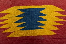 Backside of handmade New Kilim Sofre rug showing knot structure and weave density