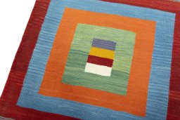 Surface texture of New Kilim Sofre rug with natural Wool and intricate pattern