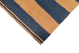 Backside of handmade New Modern Design rug showing knot structure and weave density