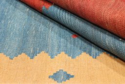 Close-up detail of New Modern Design rug from Iran / Persia showing Wool weave