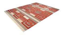 Close-up detail of New Modern Design rug from Iran / Persia showing Wool weave