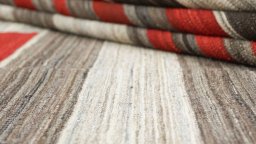 Close-up detail of New Modern Design rug from Iran / Persia showing Wool weave