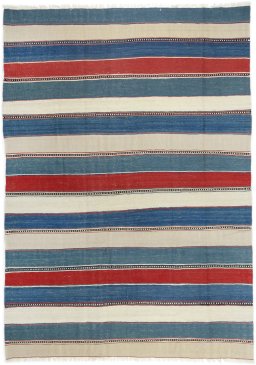 Full view of 1980s Modern Design rug from Iran / Persia, 287 × 201 cm in Multi Color tones