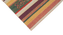 Backside of handmade New Modern Design rug showing knot structure and weave density
