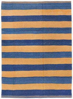 Full view of 1990s Modern Design rug from Iran / Persia, 245 × 177 cm in Blue tones
