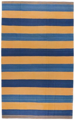 Full view of New Modern Design rug from Iran / Persia, 335 × 201 cm in Blue tones