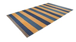 Corner detail of New Modern Design rug showing border pattern and Wool pile