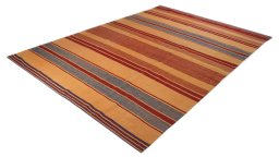 Close-up detail of New Modern Design rug from Iran / Persia showing Wool weave