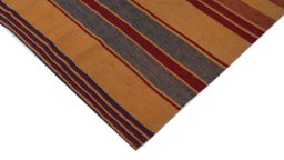 Backside of handmade New Modern Design rug showing knot structure and weave density