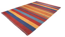 Close-up detail of New Modern Design rug from Iran / Persia showing Wool weave
