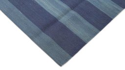 Backside of handmade New Modern Design rug showing knot structure and weave density