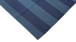 Backside of handmade New Modern Design rug showing knot structure and weave density