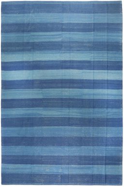 Full view of New Modern Design rug from Iran / Persia, 389 × 254 cm in Blue tones