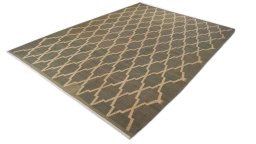 Close-up detail of New Modern Design rug from Iran / Persia showing Wool weave