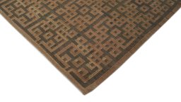 Backside of handmade New Modern Design rug showing knot structure and weave density