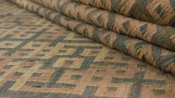Close-up detail of New Modern Design rug from Iran / Persia showing Wool weave