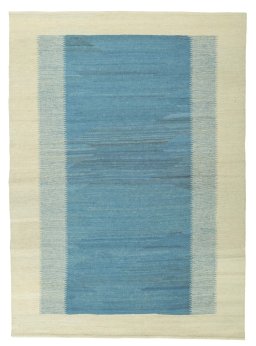 Full view of New Modern Design rug from Iran / Persia, 237 × 171 cm in Blue tones