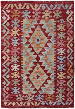 Full view of New Modern Design rug from Pakistan, 113 × 79 cm in Multi Color tones