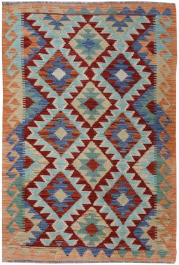 Full view of New Modern Design rug from Pakistan, 128 × 78 cm in Multi Color tones